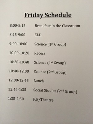 Grade-Level Daily Schedule Friday