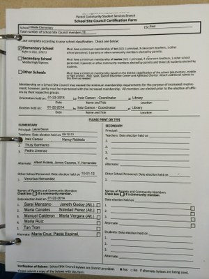 School Site Council Certification Form