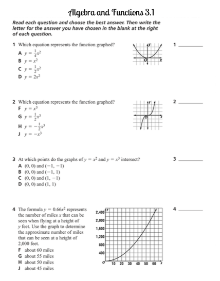 CAHSEE mini quiz example